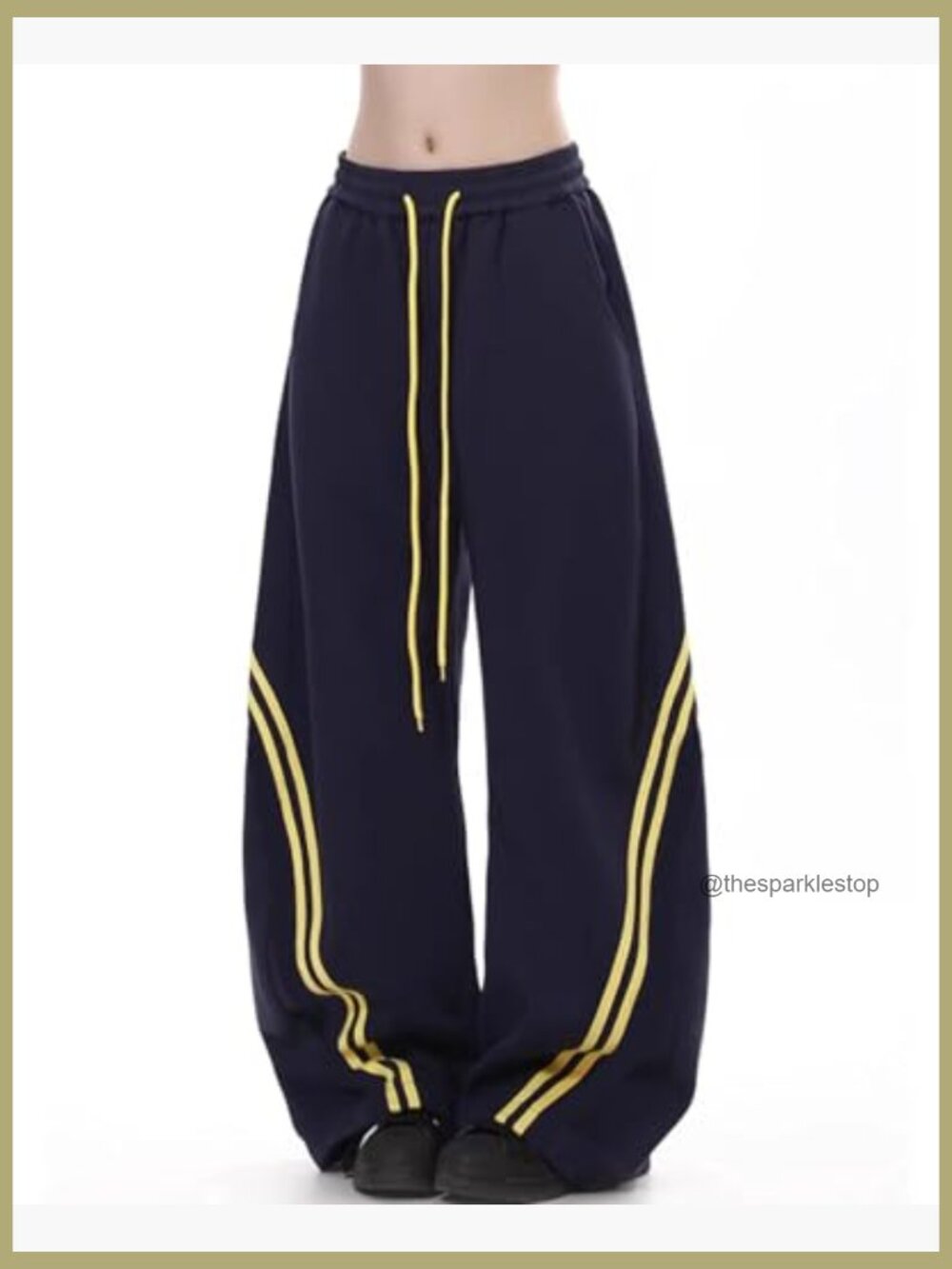 Baggy Sweatpants Barrel Leg Oversized Striped Drawstring Lounge Pants with - Picture 4 of 6